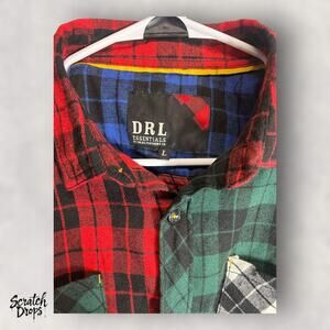 DRL Men's Plaid Shirt Size Large Long Sleeve Casual Button Up Multicolor M02